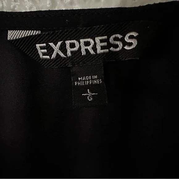 Express |  Black Half Zip-Front Blouse, Size Large - Picture 6 of 7